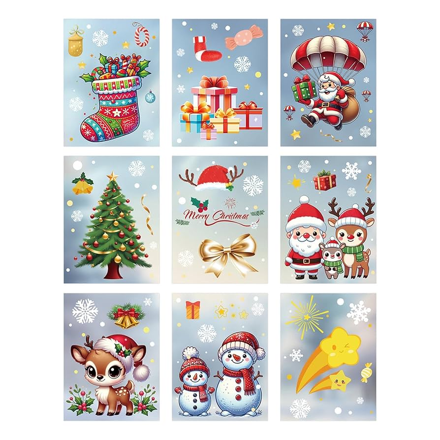 9シート クリスマス ウィンドウステッカー クリスマスステッカー 剥がせる 楽天市場】【9枚セット】クリスマス ステッカー 窓 飾り 剥がせる 特大